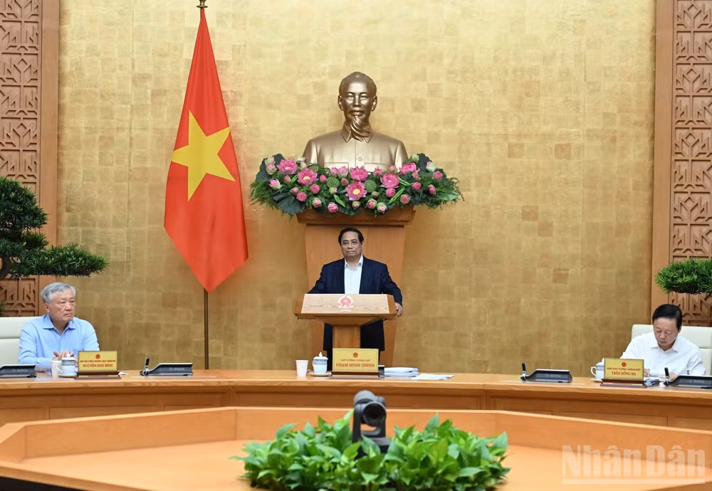 Thủ tướng Phạm Minh Chính chủ trì phiên họp Chính phủ chuyên đề xây dựng pháp luật tháng 9/2025. (Ảnh: Trần Hải) 