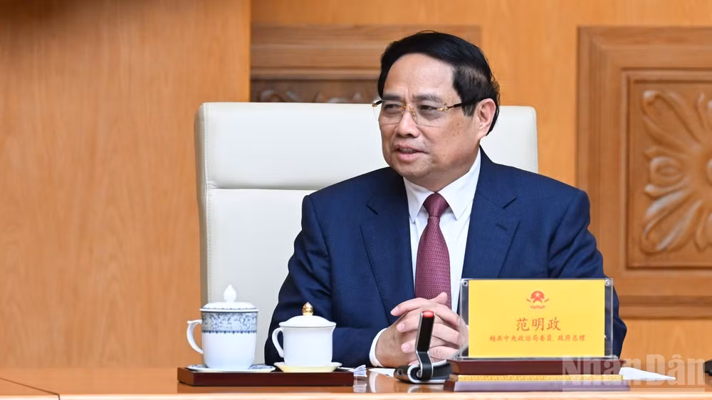 Thủ tướng Phạm Minh Chính phát biểu ý kiến tại buổi tiếp. (Ảnh: Trần Hải)