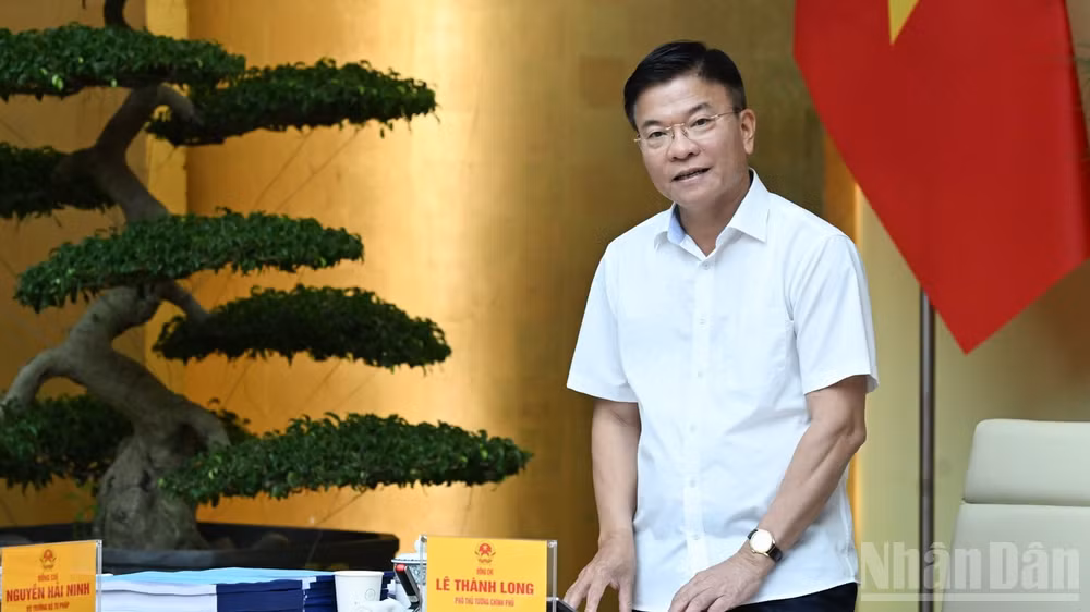 Phó Thủ tướng Lê Thành Long phát biểu ý kiến tại phiên họp. (Ảnh: Trần Hải)