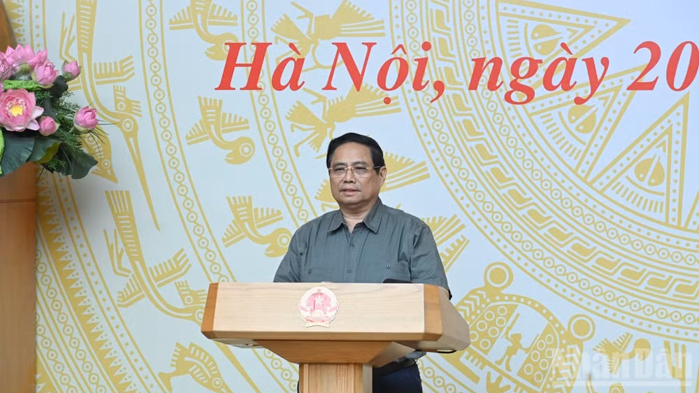 Thủ tướng Phạm Minh Chính phát biểu ý kiến tại phiên họp. (Ảnh: Trần Hải)
