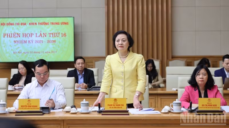 Phó Thủ tướng Chính phủ Phạm Thị Thanh Trà phát biểu ý kiến tại phiên họp. (Ảnh: Trần Hải)