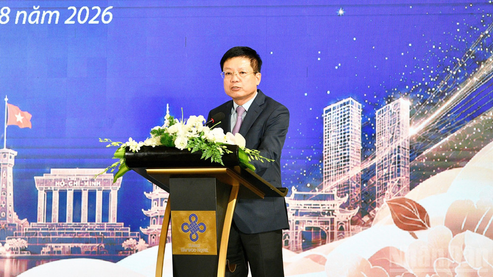 Chủ tịch VCCI Hồ Sỹ Hùng phát biểu ý kiến tại buổi lễ. (Ảnh: Thanh Giang)