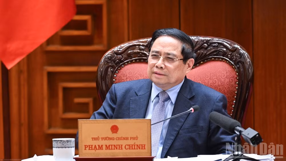 Thủ tướng Chính phủ Phạm Minh Chính phát biểu ý kiến kết luận cuộc họp. (Ảnh: TRẦN HẢI)