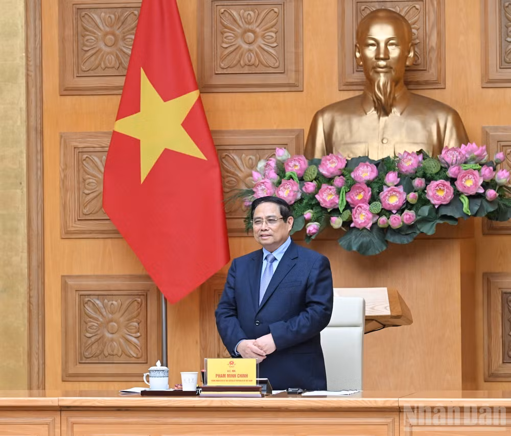 Thủ tướng Phạm Minh Chính phát biểu ý kiến tại cuộc đối thoại. (Ảnh: Trần Hải)