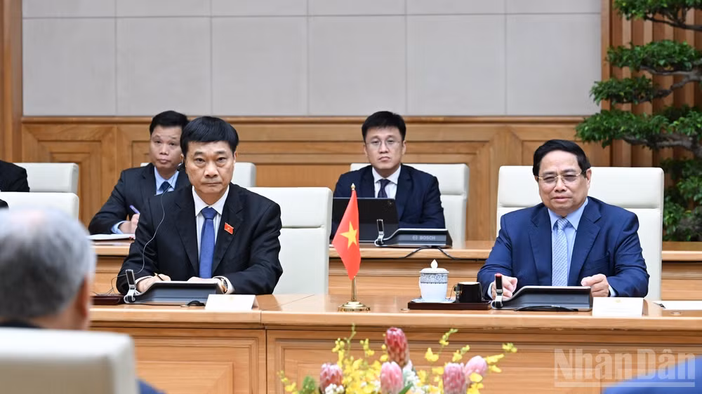 Thủ tướng Chính phủ Phạm Minh Chính phát biểu ý kiến tại buổi hội kiến. (Ảnh: Trần Hải)