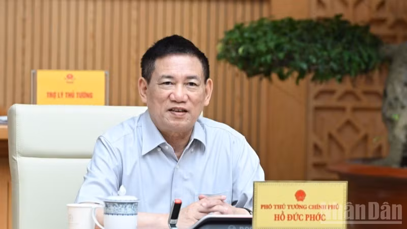 Phó Thủ tướng Hồ Đức Phớc phát biểu ý kiến tại phiên họp. (Ảnh: TRẦN HẢI)