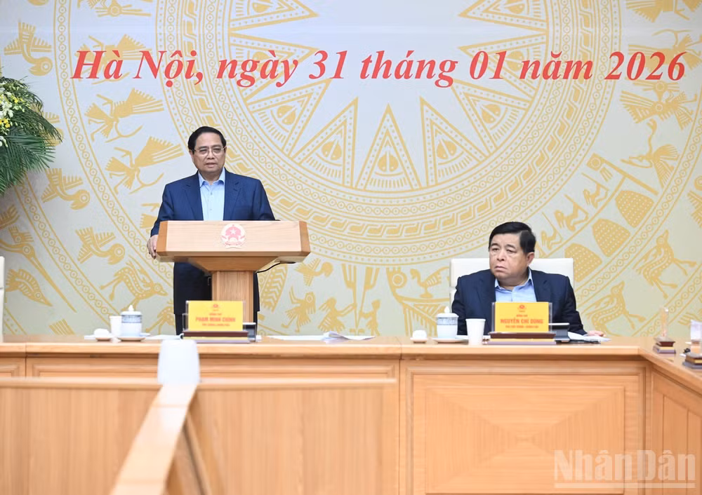 Thủ tướng Chính phủ Phạm Minh Chính phát biểu ý kiến tại Phiên họp lần thứ tư của Ban Chỉ đạo. (Ảnh: Trần Hải)