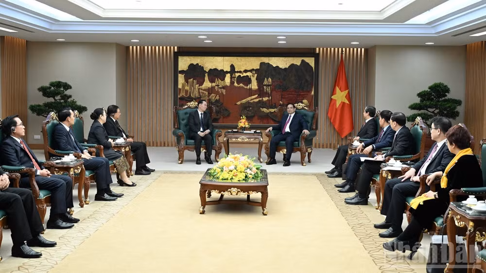 Quang cảnh buổi tiếp. (Ảnh: TRẦN HẢI)