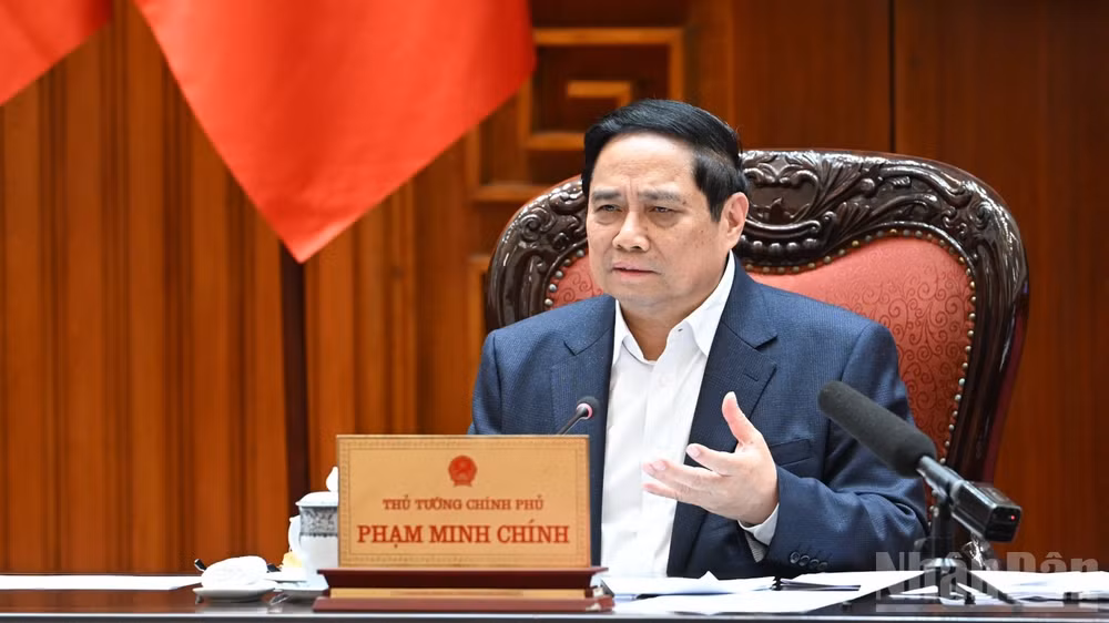Thủ tướng Phạm Minh Chính phát biểu kết luận cuộc họp. (Ảnh: TRẦN HẢI)