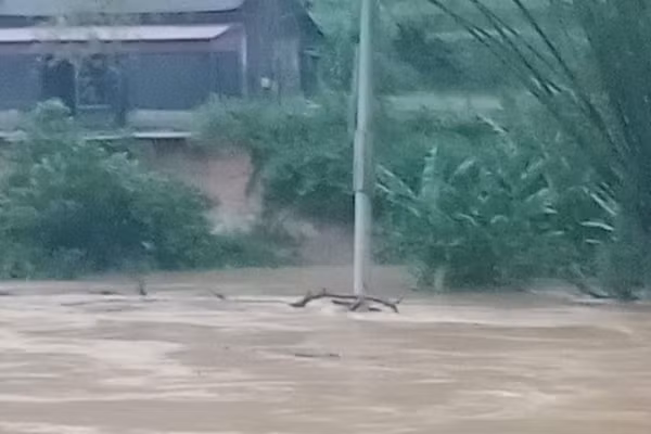 Hình ảnh lũ tại trạm thủy văn Lạng Sơn. (Ảnh: Cục Khí tượng và Thủy văn quốc gia cung cấp)