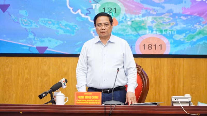 Thủ tướng Phạm Minh Chính phát biểu chỉ đạo tại Sở Chỉ huy tiền phương.