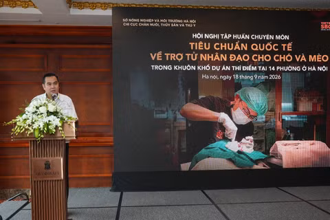 Phó Chi cục trưởng Chi cục Chăn nuôi, Thủy sản và Thú y Hà Nội Ngô Đình Loát phát biểu. (Ảnh: BTC cung cấp)