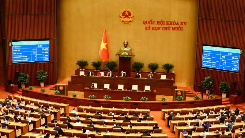Quốc hội khóa XV biểu quyết thông qua Luật Chuyển đổi số.