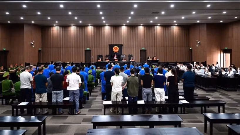 Toàn cảnh phiên tòa. (Ảnh: VŨ PHƯƠNG)