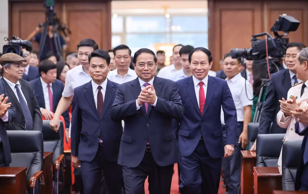 Thủ tướng Phạm Minh Chính tới dự Lễ công bố. (Ảnh: XUÂN TRƯỜNG)