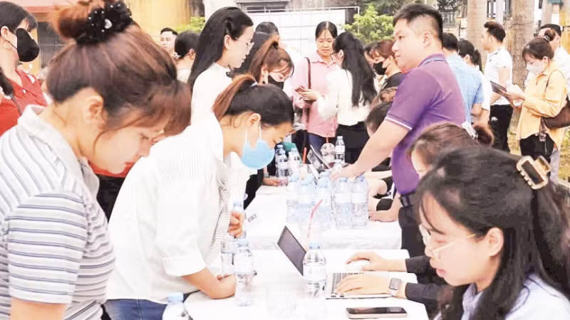 Người lao động tham gia sàn giao dịch việc làm tỉnh Tuyên Quang.