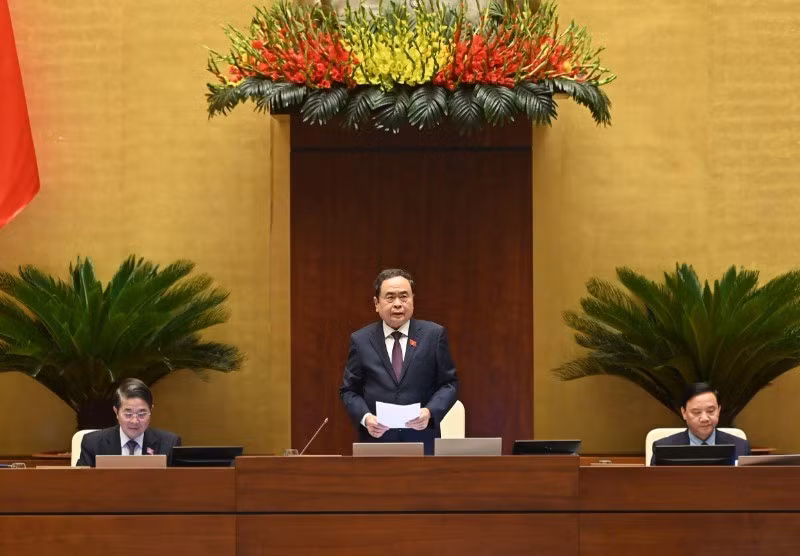 Chủ tịch Quốc hội Trần Thanh Mẫn phát biểu tại phiên chất vấn và trả lời chất vấn. (Ảnh: DUY LINH)
