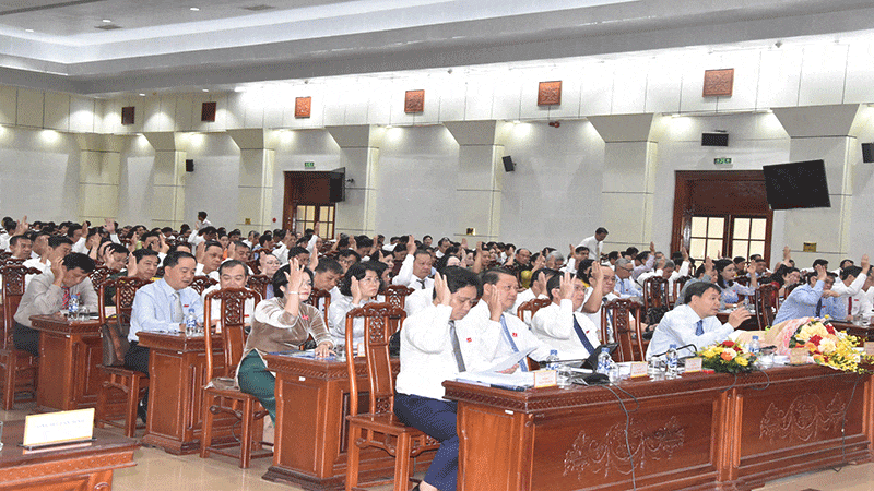 Đại biểu tại kỳ họp biểu quyết thông qua nghị quyết của tỉnh Đồng Tháp.