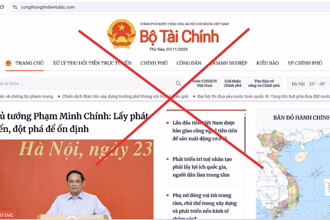 Cảnh báo website có địa chỉ https://congthongtindientubtc.com/ giả mạo website của Bộ Tài chính. (Ảnh mof.gov.vn)