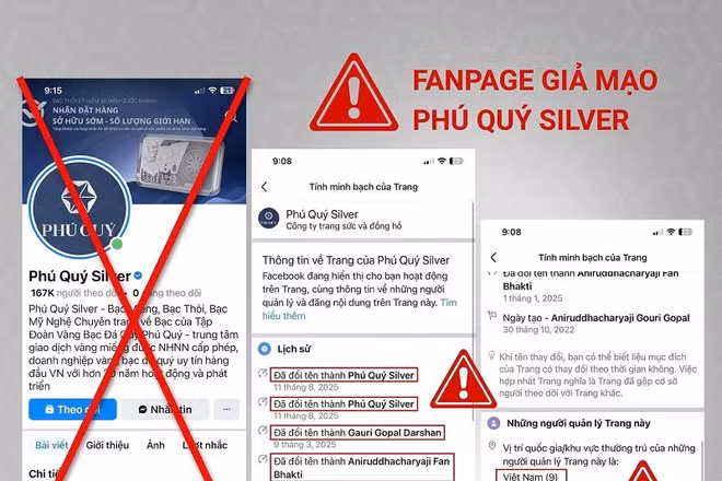 Trang giả mạo với lịch sử tên trang bị thay đổi và vị trí đăng nhập tài khoản từ trong nước và nước ngoài.
