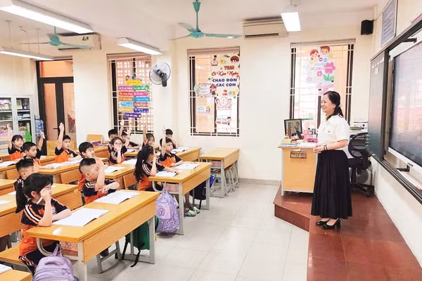 Giờ học của học sinh Trường tiểu học Thăng Long (Hà Nội).