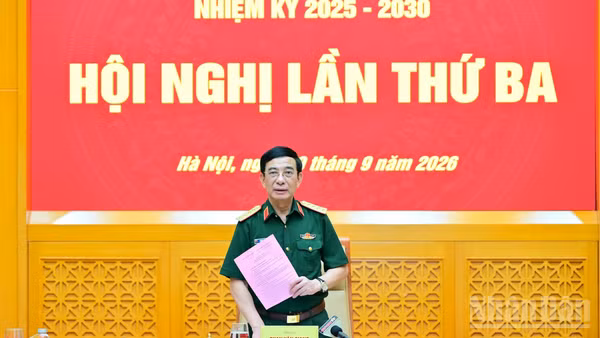 Đại tướng Phan Văn Giang phát biểu tại hội nghị. (Ảnh: THẾ ĐẠI)