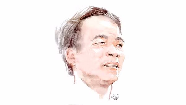 Ký họa chân dung nhà thơ Hữu Vi của họa sĩ Đỗ Hoàng Tường.