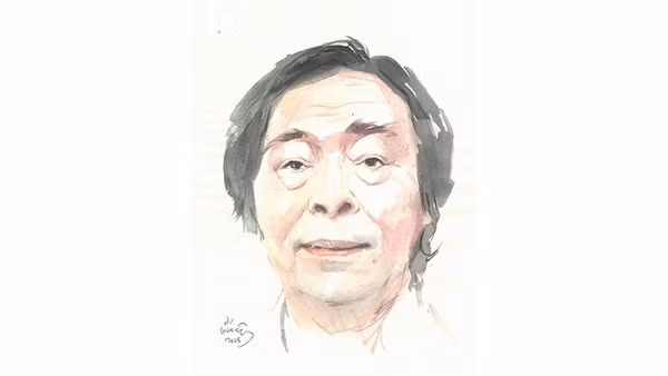 Ký họa chân dung nhà thơ Nguyễn Hùng Vĩ của họa sĩ Đỗ Hoàng Tường.