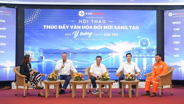 Tọa đàm “Điều gì đang cản trở người EVNGENCO1 đổi mới?”, tập trung nhận diện rào cản và giải pháp thúc đẩy đổi mới sáng tạo. (Ảnh: EVNGENCO1 cung cấp)