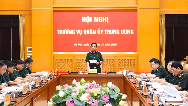 Đại tướng Phan Văn Giang chủ trì hội nghị. (Ảnh: THẾ ĐẠI)