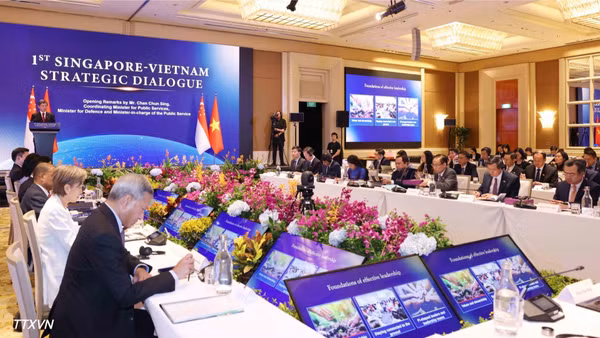 Đối thoại Chiến lược Việt Nam-Singapore lần thứ nhất giữa Đảng Cộng sản Việt Nam và Đảng Hành động Nhân dân Singapore. (Ảnh: Phương Hoa/TTXVN)
