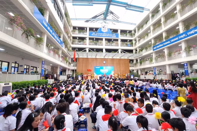 Lễ khai giảng năm học 2026-2027 tại Trường trung học cơ sở Giảng Võ. (Ảnh: LONG THÀNH)
