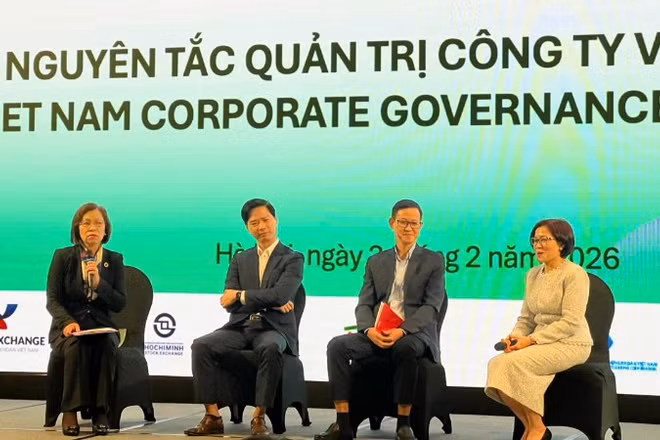 Ủy ban Chứng khoán Nhà nước phối hợp Tổ chức Tài chính Quốc tế (IFC) tổ chức Lễ công bố Bộ Nguyên tắc Quản trị Công ty Việt Nam. (Ảnh: Quỳnh Trang)
