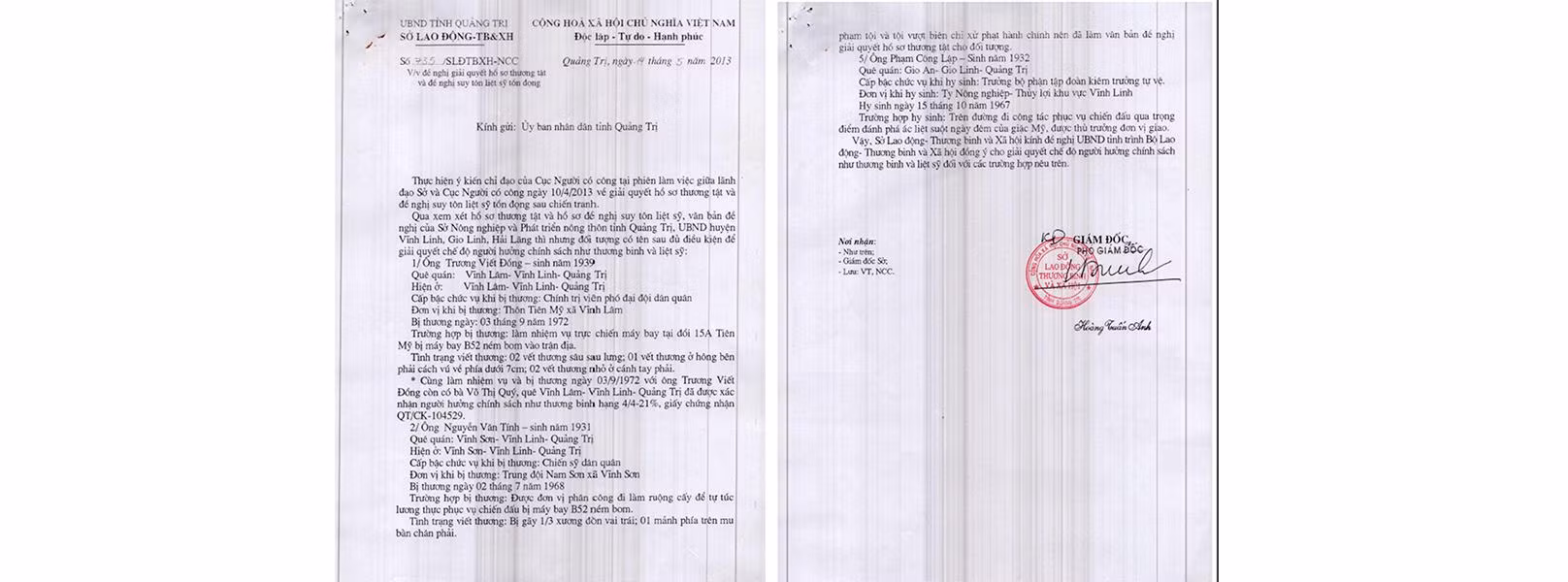 Sở Lao động-Thương binh và Xã hội Quảng Trị đề nghị UBND tỉnh Quảng Trị xem xét công nhận liệt sĩ cho các trường hợp, trong đó có ông Phạm Công Lập. Sở Lao động-Thương binh và Xã hội Quảng Trị đề nghị UBND tỉnh Quảng Trị xem xét công nhận liệt sĩ cho các trường hợp, trong đó có ông Phạm Công Lập.