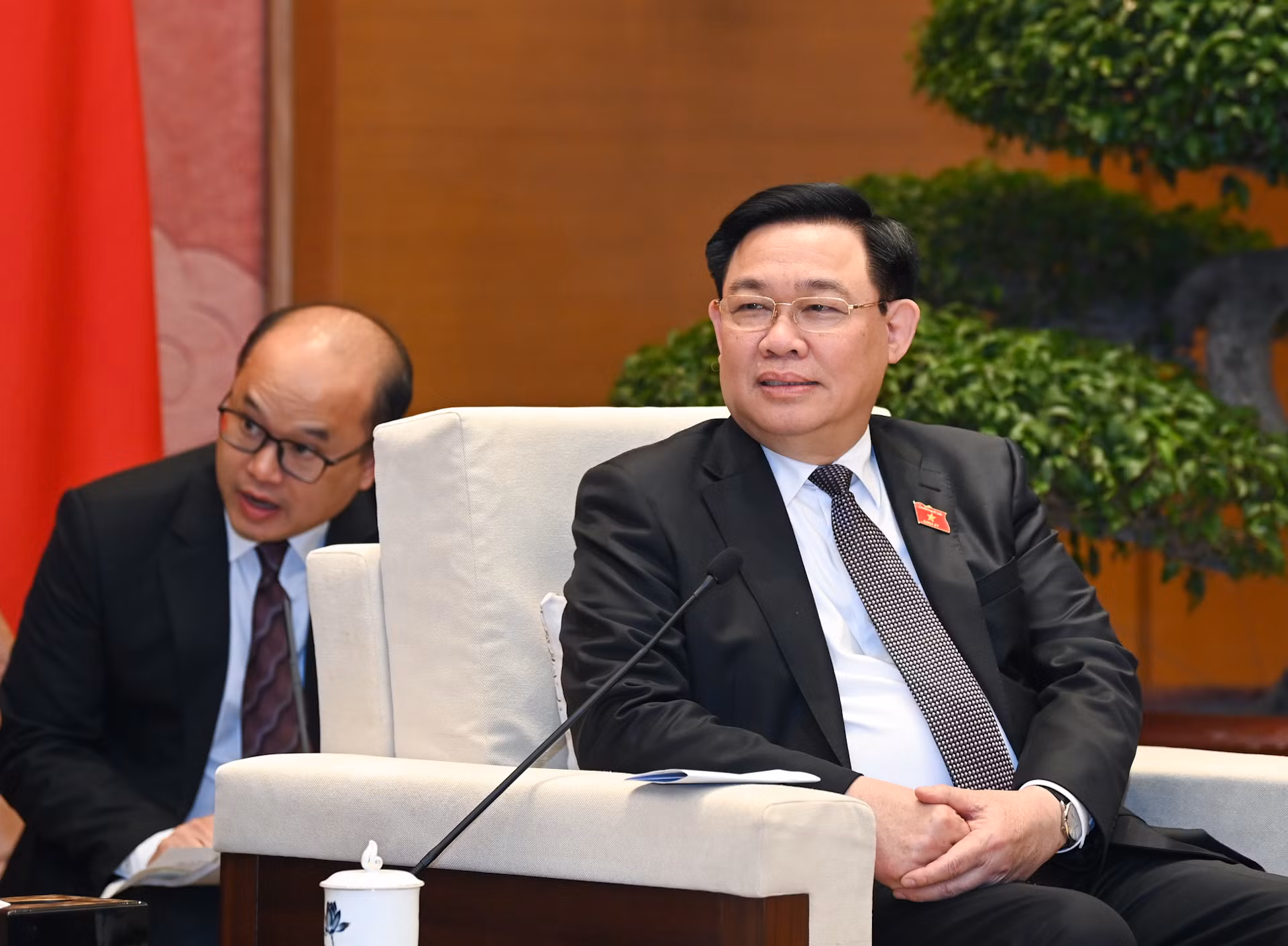 Chủ tịch Quốc hội Vương Đình Huệ phát biểu tại buổi tiếp Đại sứ Vương quốc Anh.
