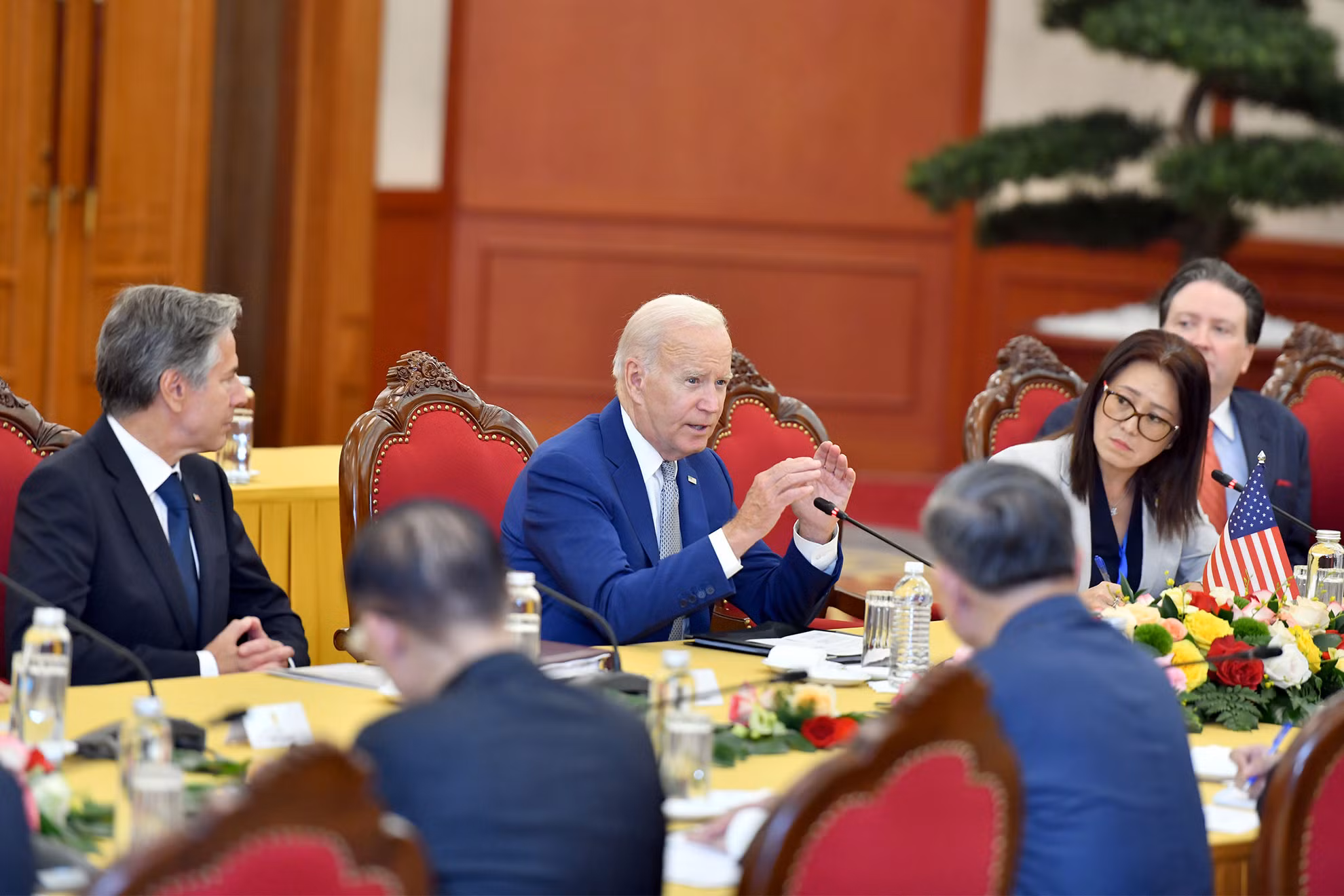 Tổng thống Hoa Kỳ Joe Biden phát biểu tại buổi hội đàm với Tổng Bí thư Nguyễn Phú Trọng. Tổng thống Hoa Kỳ Joe Biden phát biểu tại buổi hội đàm với Tổng Bí thư Nguyễn Phú Trọng.