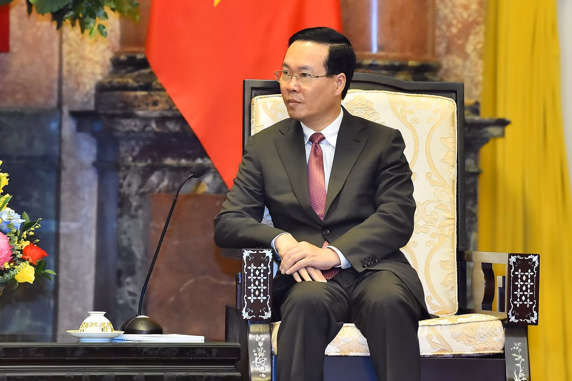 Chủ tịch nước Võ Văn Thưởng phát biểu tại buổi tiếp. Chủ tịch nước Võ Văn Thưởng phát biểu tại buổi tiếp.