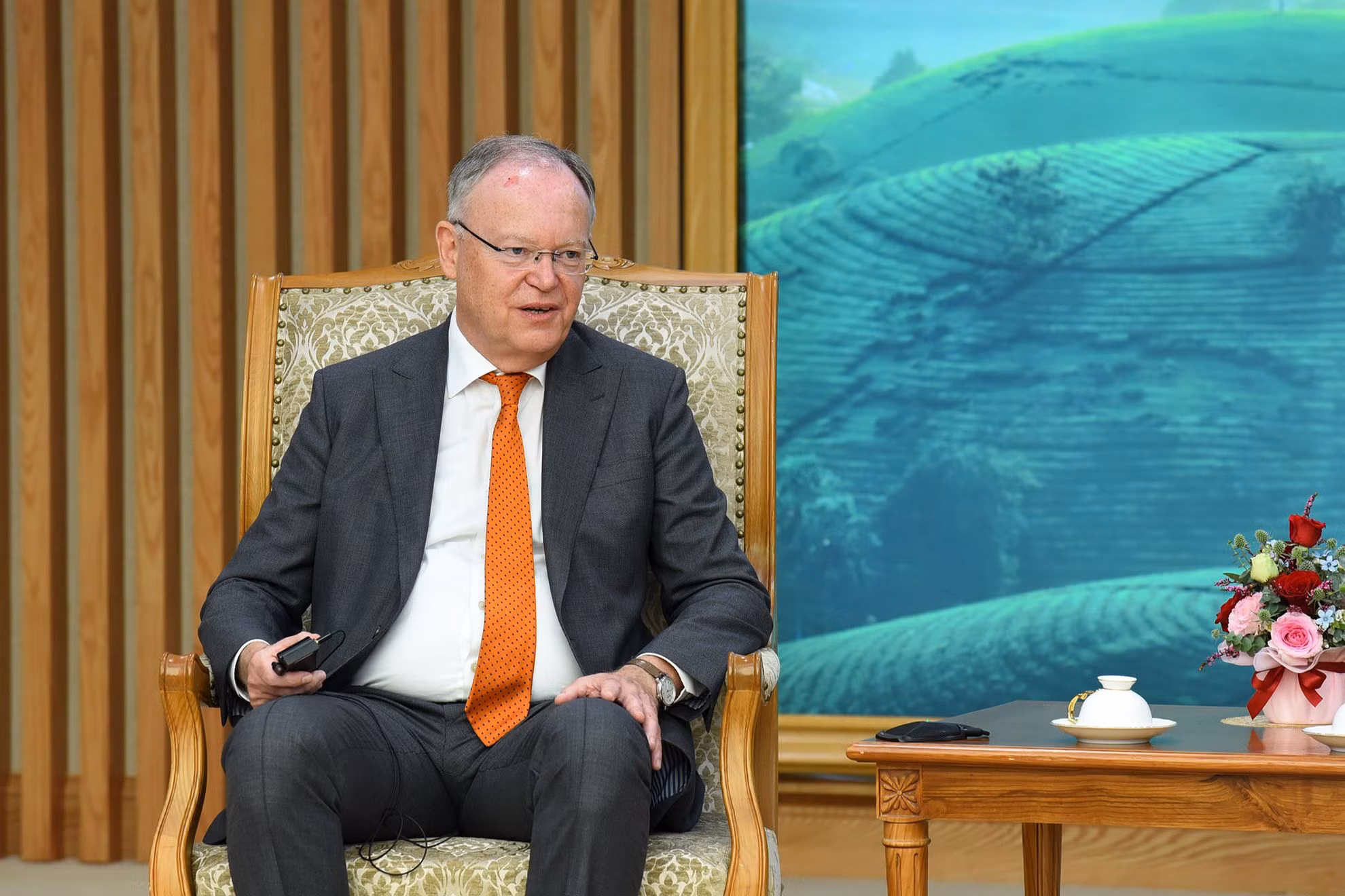 Ngài Stephan Weil, Thủ hiến bang Hạ Saxony phát biểu tại buổi tiếp.