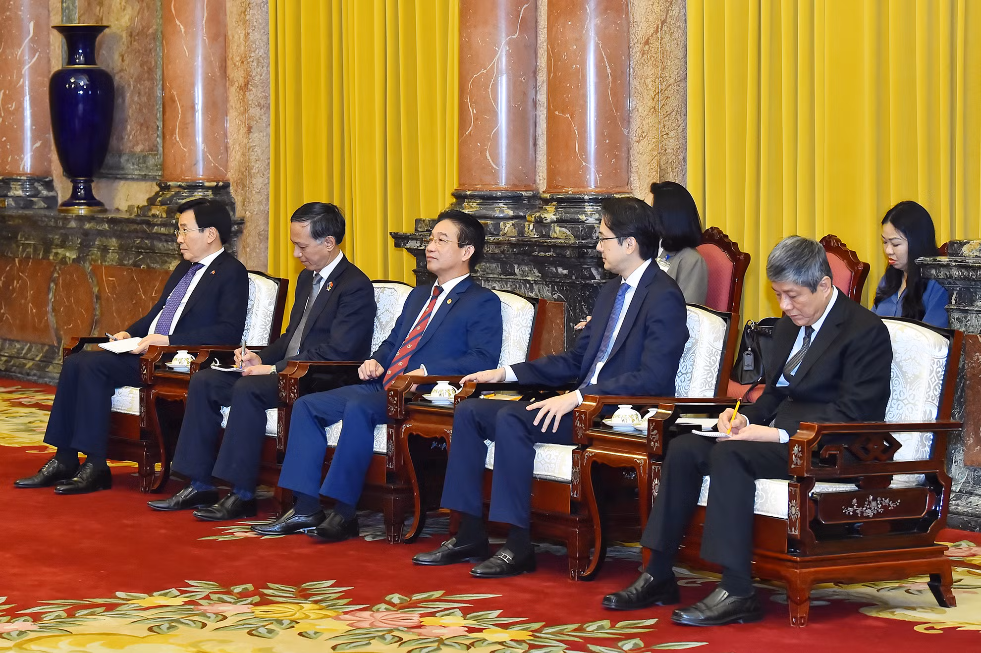 Các thành viên đoàn Việt Nam tham dự buổi tiếp.