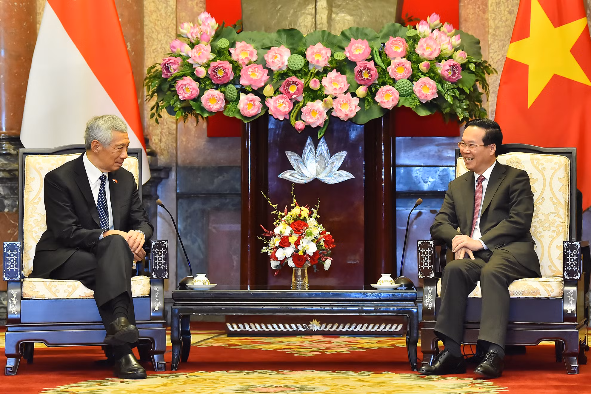 Chủ tịch nước Võ Văn Thưởng tiếp Thủ tướng Cộng hòa Singapore Lý Hiển Long.