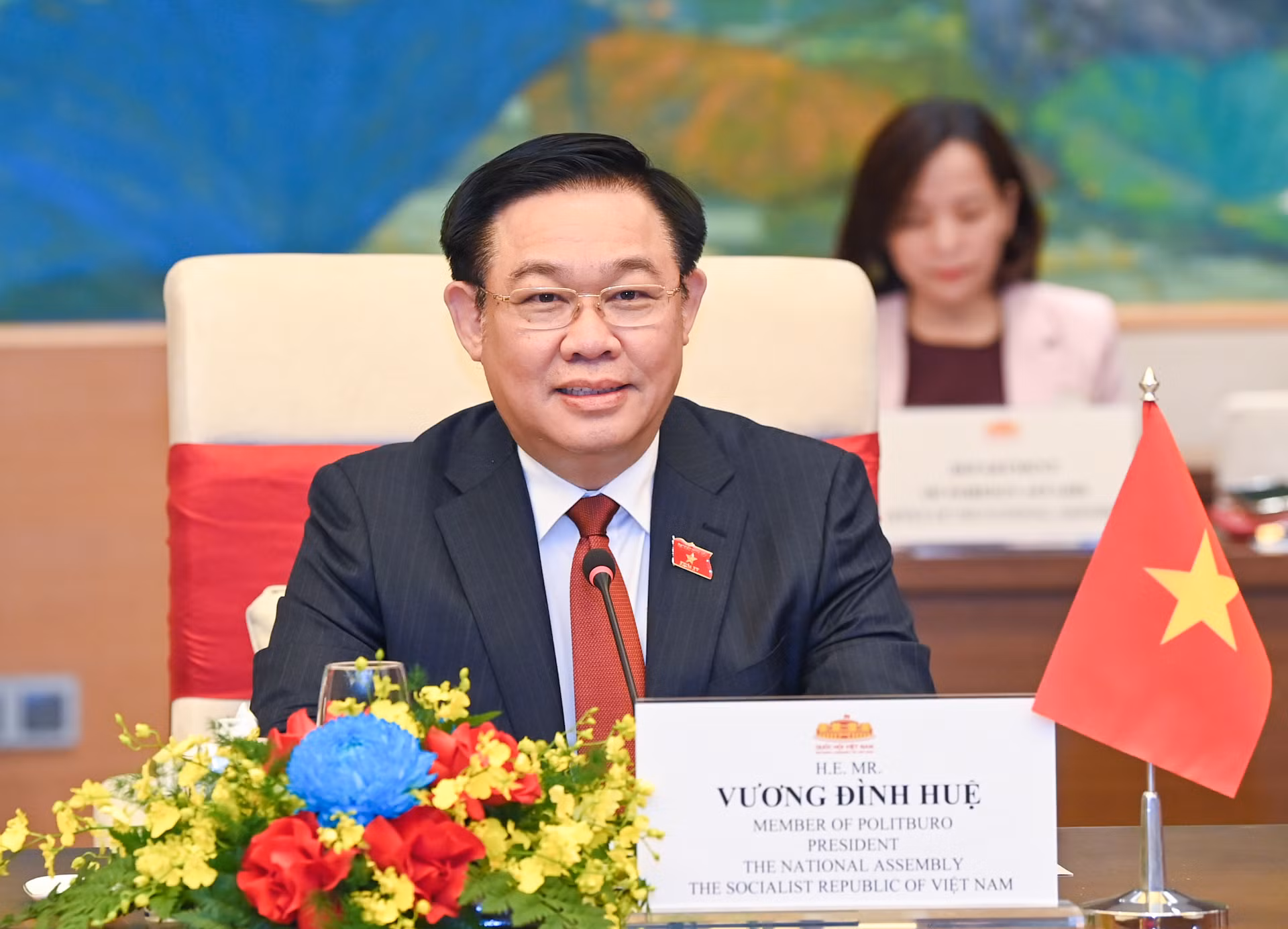 Chủ tịch Quốc hội Vương Đình Huệ phát biểu tại buổi hội kiến. Chủ tịch Quốc hội Vương Đình Huệ phát biểu tại buổi hội kiến.