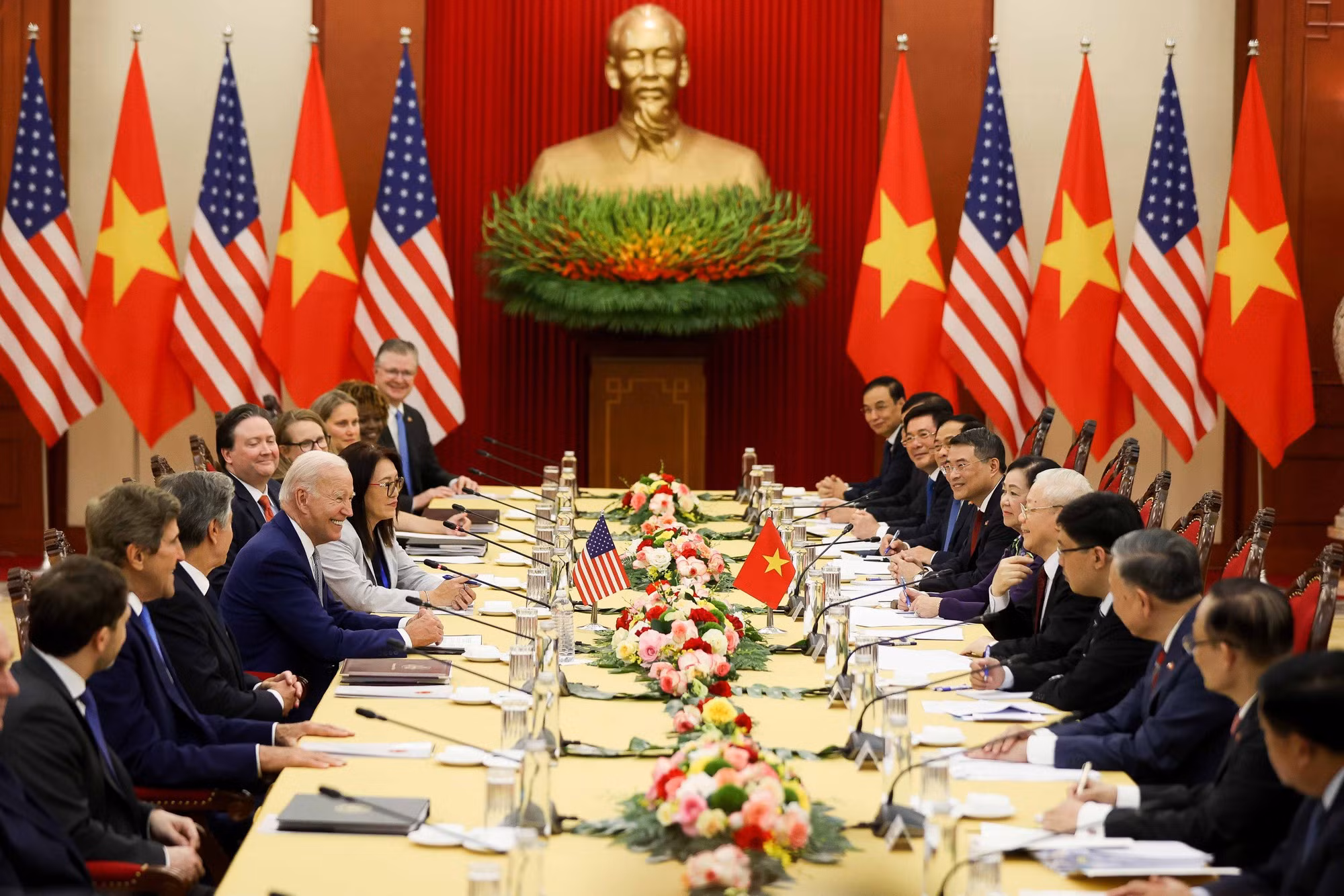 Tổng Bí thư Nguyễn Phú Trọng hội đàm với Tổng thống Hoa Kỳ Joe Biden và Đoàn đại biểu cấp cao Hoa Kỳ thăm cấp Nhà nước tới Việt Nam theo lời mời của Tổng Bí thư Nguyễn Phú Trọng trong 2 ngày 10-11/9/2023 (Ảnh: VGP)