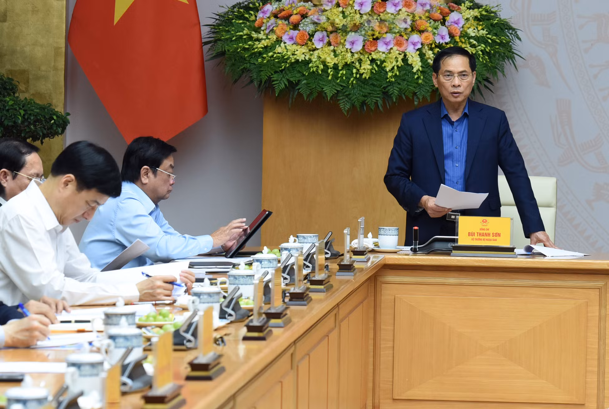 Bộ trưởng Ngoại giao Bùi Thanh Sơn phát biểu.