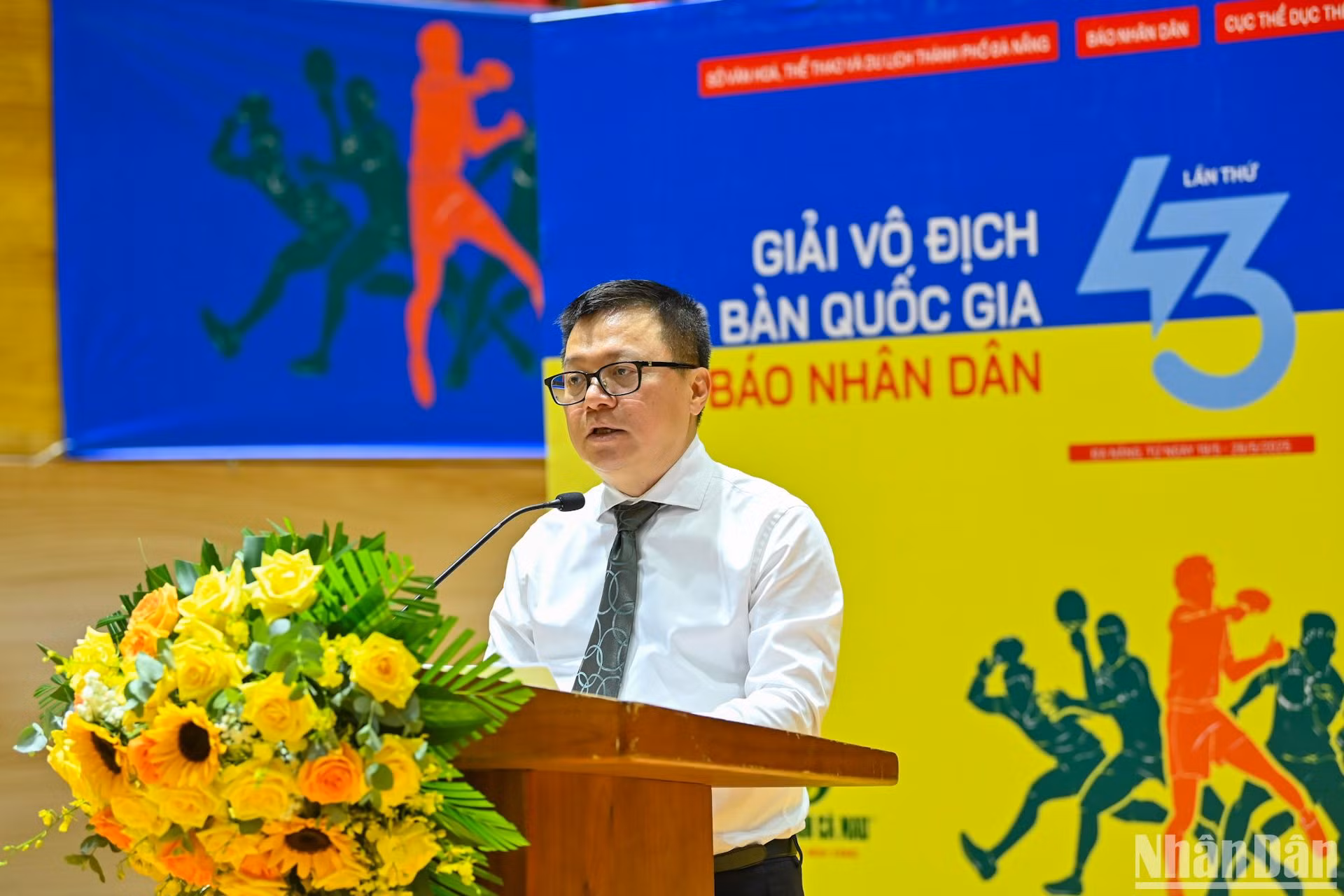 Tổng Biên tập Báo Nhân Dân Lê Quốc Minh, Trưởng Ban Chỉ đạo phát biểu khai mạc giải.