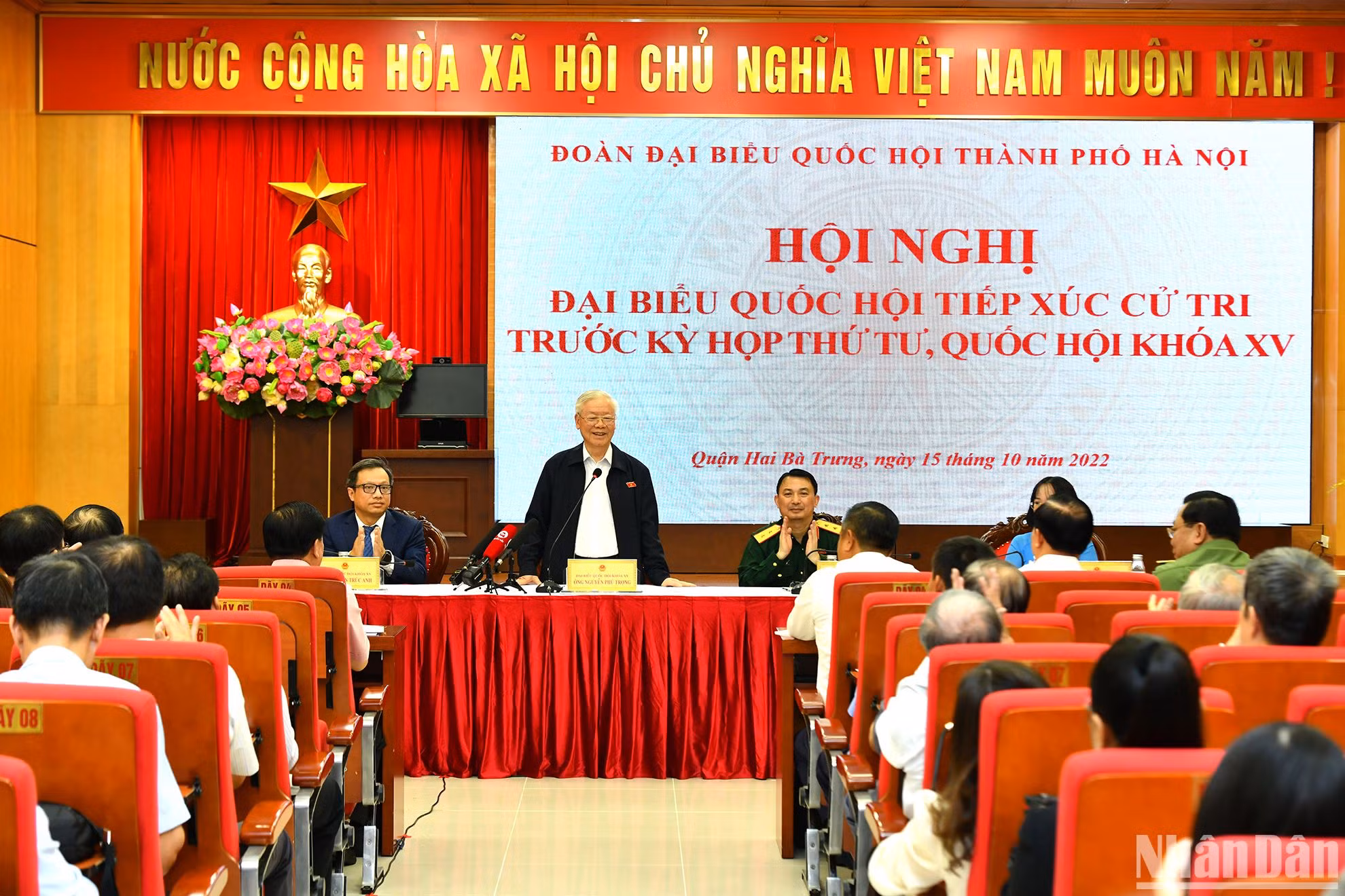 Tổng Bí thư Nguyễn Phú Trọng phát biểu tại buổi tiếp xúc cử tri, ngày 15/10/2022. Tổng Bí thư Nguyễn Phú Trọng phát biểu tại buổi tiếp xúc cử tri, ngày 15/10/2022.