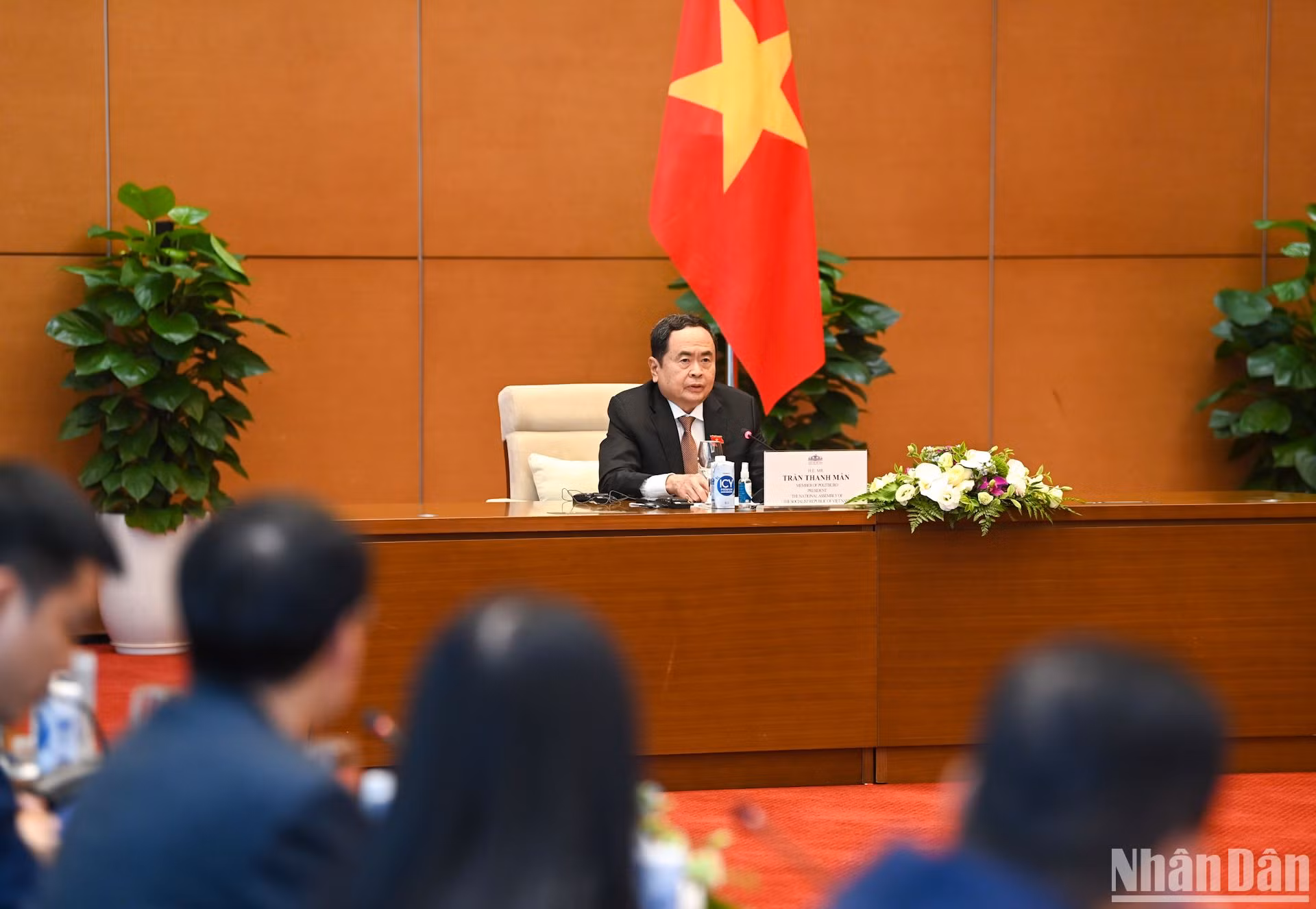Chủ tịch Quốc hội Trần Thanh Mẫn phát biểu tại cuộc tiếp.
