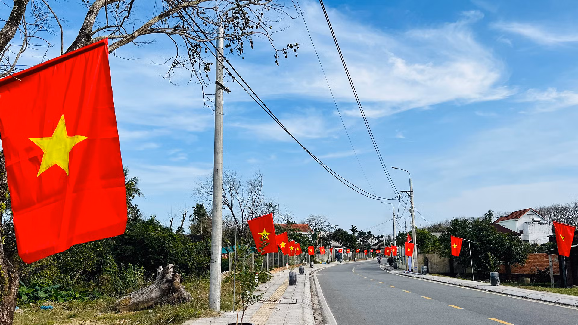 Tuyến đường Trần Can (phường Hòa Hương) rực rỡ cờ hoa chào đón năm mới Ất Tỵ 2025.