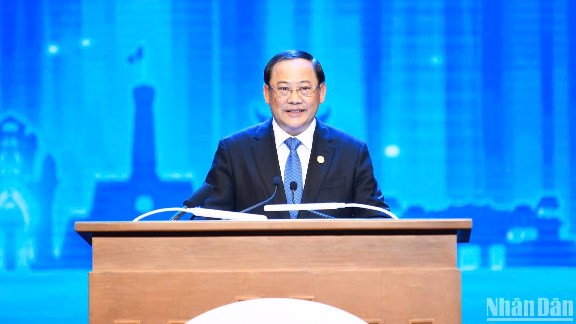 Thủ tướng Lào Sonexay Siphandone phát biểu tại lễ khai mạc Hội nghị P4G 2025. (Ảnh: DUY LINH) Thủ tướng Lào Sonexay Siphandone phát biểu tại lễ khai mạc Hội nghị P4G 2025. (Ảnh: DUY LINH)