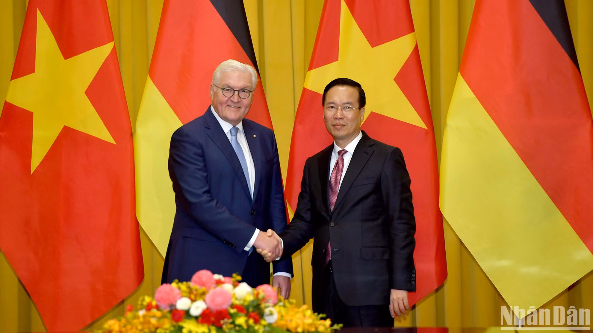 Chủ tịch nước Võ Văn Thưởng và Tổng thống Frank-Walter Steinmeier tại buổi hội đàm.