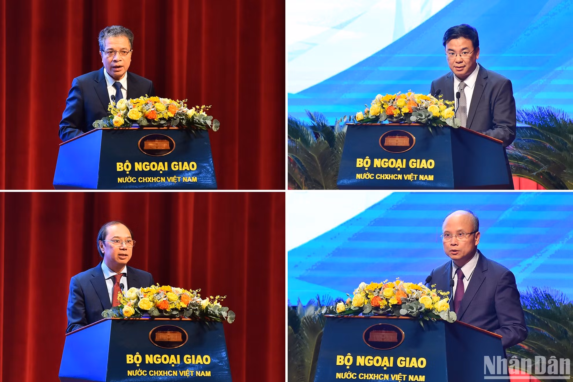 Các đồng chí Bí thư, Đại sứ, Trưởng các cơ quan đại diện Việt Nam ở nước ngoài trình bày tham luận tại Phiên họp toàn thể về công tác xây dựng Đảng với chủ đề “Tăng cường sự lãnh đạo của Đảng, nâng cao chất lượng đội ngũ đảng viên trong và ngoài nước, xây dựng ngành ngoại giao toàn diện, hiện đại, vững mạnh”.